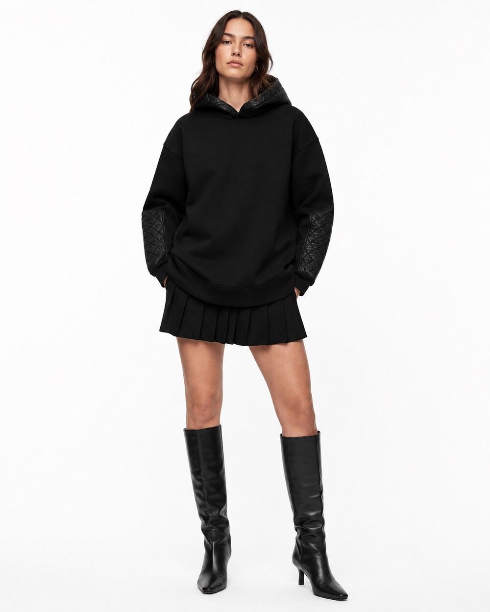 ZARA Combination Quilted Oversized Cotton Sweatshirt